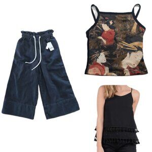 Womens Clothes Lot XS Topshop Crop Wide Leg Jean Geisha Print Molly Bracken Cami